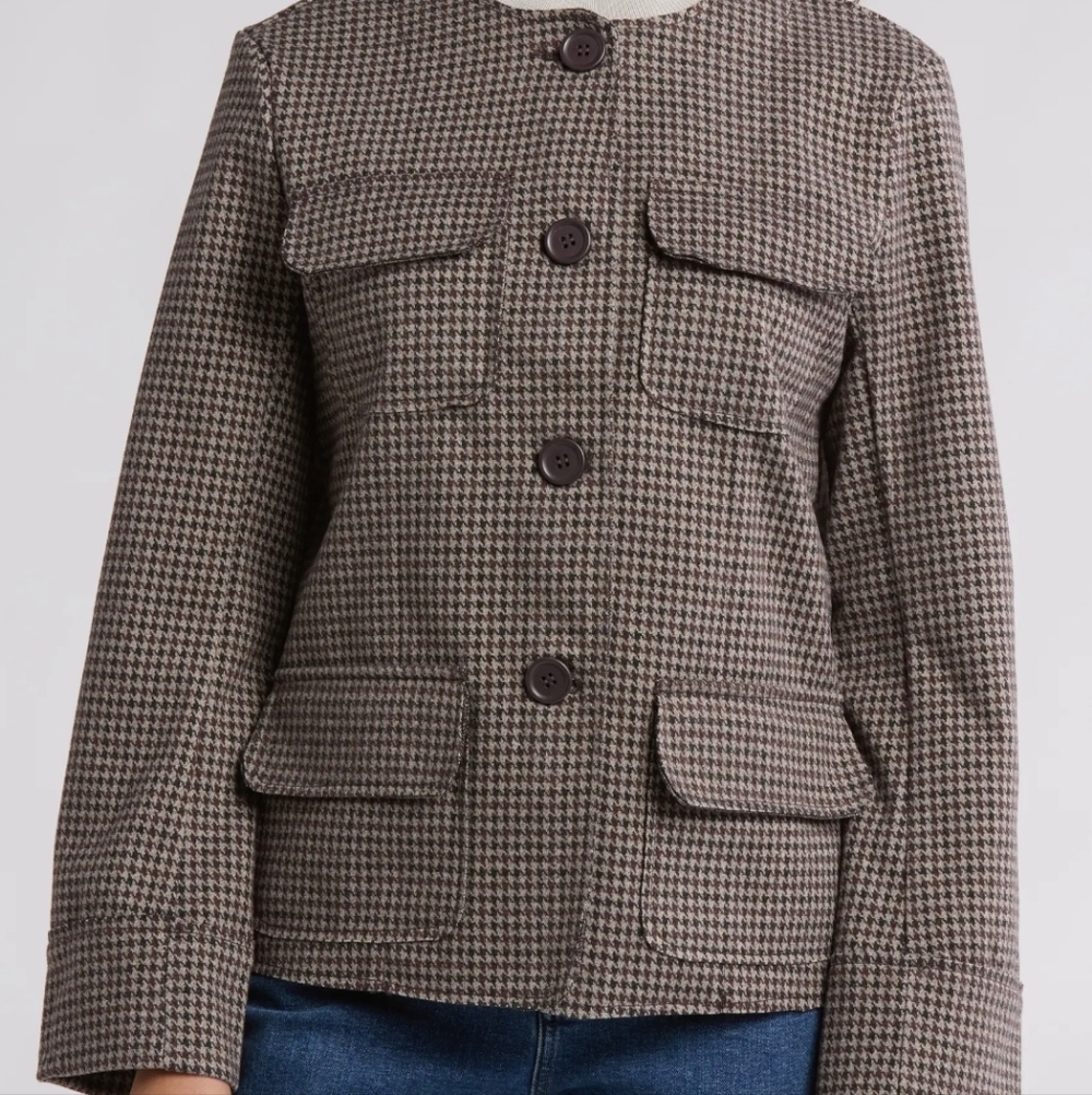 Max Studio Houndstooth Military Jacket Blazer - Small